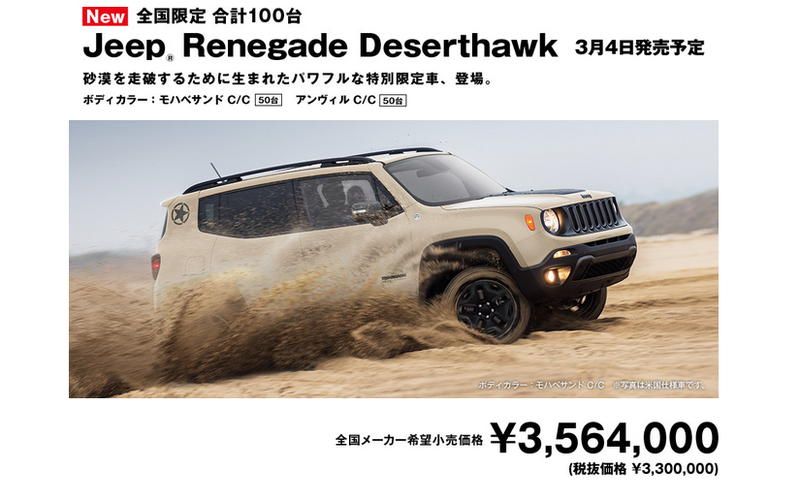 Jeep Renegade Deserthawk 日本限量再一發 國王車訊kingautos