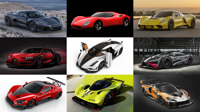 圖片來源：Rimac、Corbellati、Hennessey、Bugatti、Koenigsegg、Techrules、Zenvo、Aston Martin、McLaren