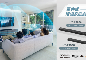 《Sony》全新HT-A5000/A3000單件式環繞家庭劇院 全景聲規格 x 360度立體環繞音效