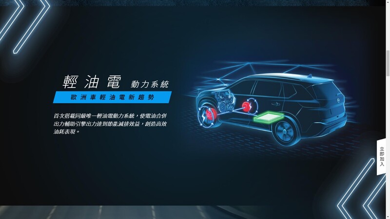 國產Nissan X-Trail搭載VC-TURBO可變壓縮比渦輪引擎，與輕油電動力系統。摘自官網