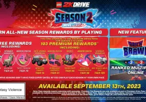 《樂高®2K 飆風賽車》宣布「駕駛通行證第2季」現已推出｜帶來100個階級及新獎勵，外加「積木大混戰」模式