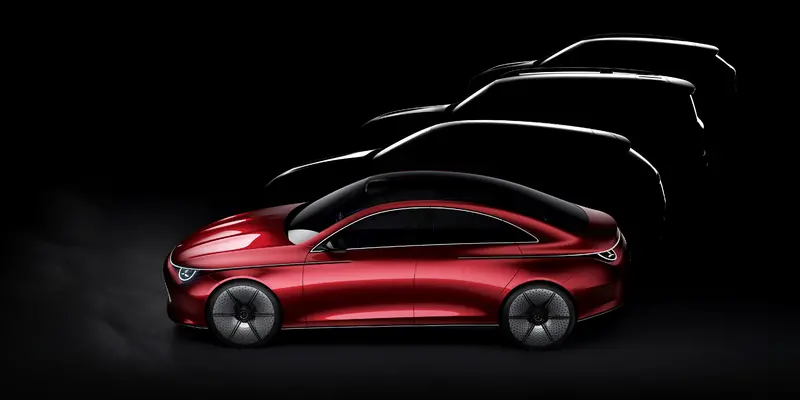Concept CLA Class概念車，之後將推出四款量產市售車，做為品牌新世代入門車系。官方圖片
