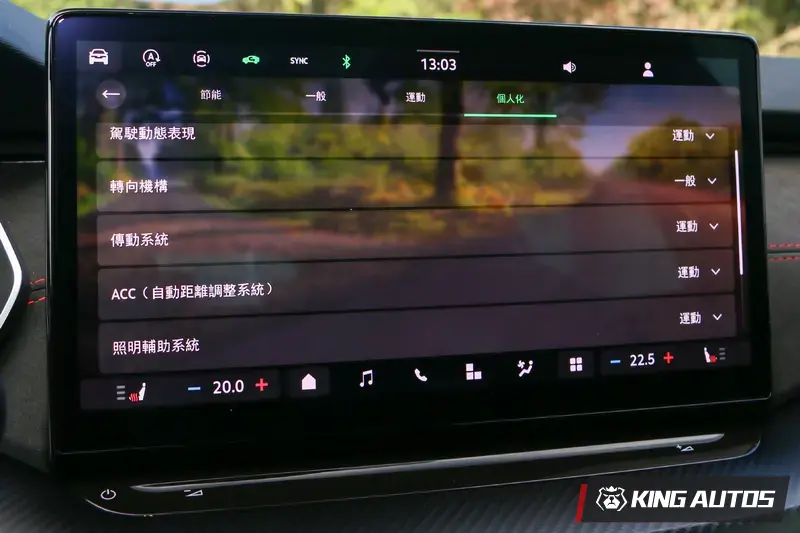 駕駛模式可以在個人化中細項調整