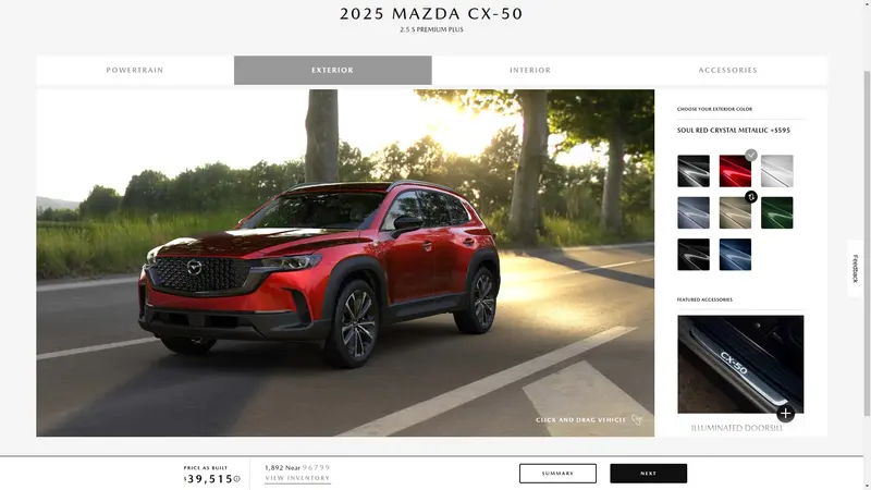 Mazda CX-50魂動紅車色需要加價選配