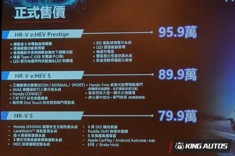 頂規車款升級環景後的建議售價為98.5萬元