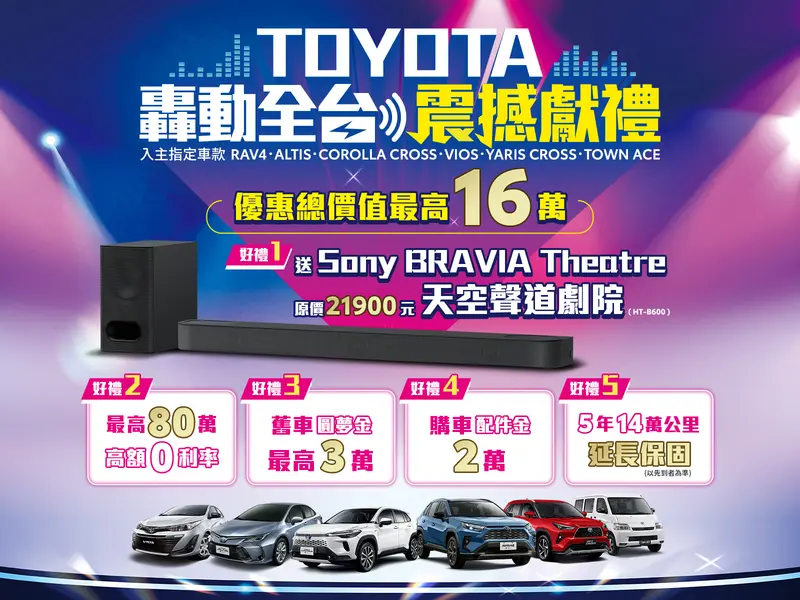 2025年7月購車優惠｜和泰Toyota市占率破3成 震撼獻禮 五大好禮總價值最高超過16萬