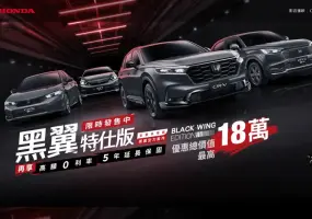 2025年10月購車優惠｜Honda全車系黑化 Fit油電降10萬 CR-V 94.9萬元起