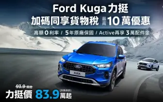 福特六和加碼挺！ Ford Kuga最多降10萬 指定車型贈3萬配件金 國產Focus 70.9萬元起