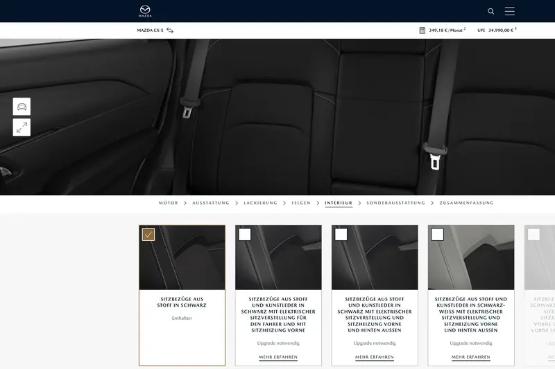 德國大改款CX-5入門車款標配織布座椅