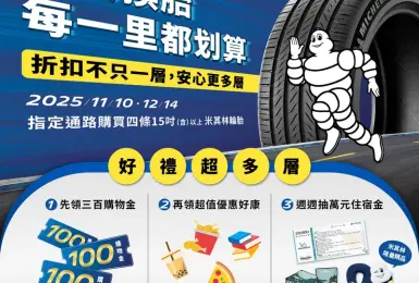 普發一萬放大使用！米其林輪胎加碼活動只到12/14，安全升級超值又划算