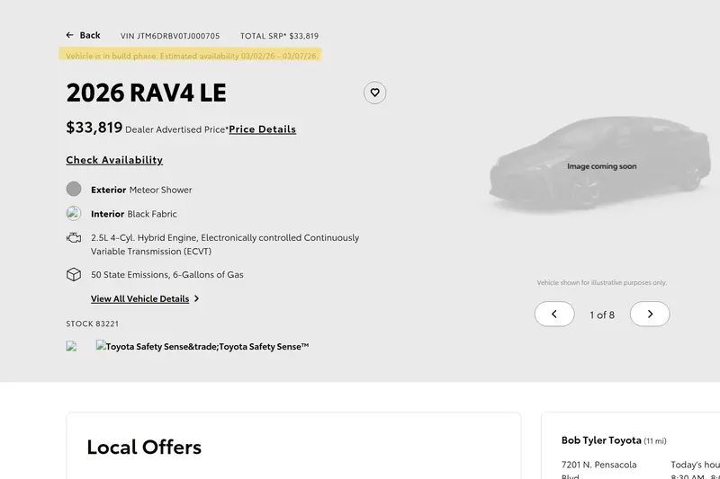 美規六代RAV4沒庫存，現在下訂都要等車。