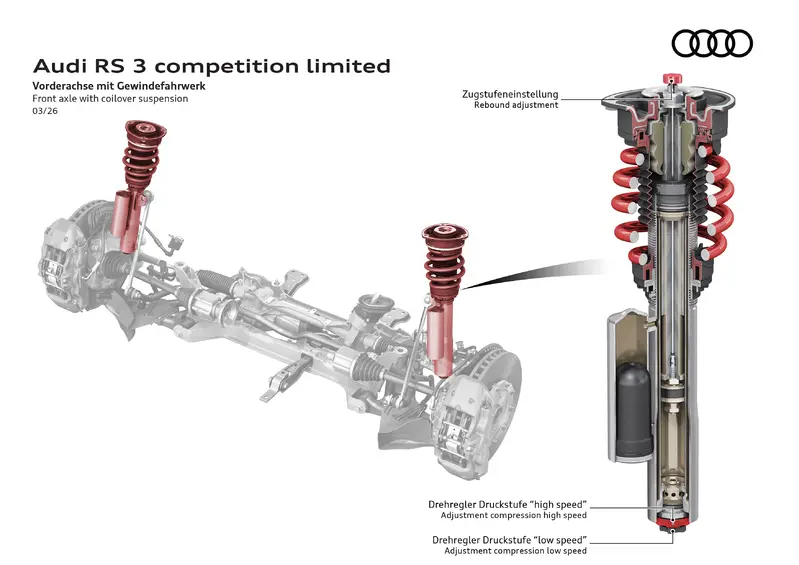 三向可調避震器提供高度彈性與廣泛的駕駛特性。高速與低速壓縮可分別調整，回彈亦可調整。