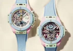 HUBLOT宇舶首款三色一體的粉彩陶瓷時計 Big Bang Summer 計時碼錶+陀飛輪腕錶  開啟多彩陶瓷腕錶新篇章 綻放最Chill的盛夏靈魂