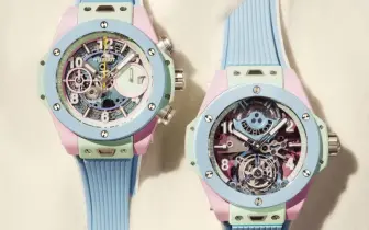 HUBLOT宇舶首款三色一體的粉彩陶瓷時計 Big Bang Summer 計時碼錶+陀飛輪腕錶  開啟多彩陶瓷腕錶新篇章 綻放最Chill的盛夏靈魂