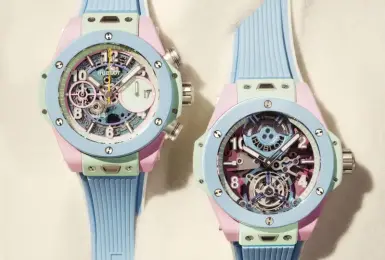 HUBLOT宇舶首款三色一體的粉彩陶瓷時計 Big Bang Summer 計時碼錶+陀飛輪腕錶  開啟多彩陶瓷腕錶新篇章 綻放最Chill的盛夏靈魂