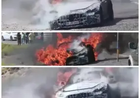 小改款《Mercedes-AMG GT》測試車失火 目擊者：大電池起火 消防隊無法馬上控制火勢
