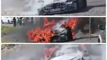 小改款《Mercedes-AMG GT》測試車失火 目擊者：大電池起火 消防隊無法馬上控制火勢
