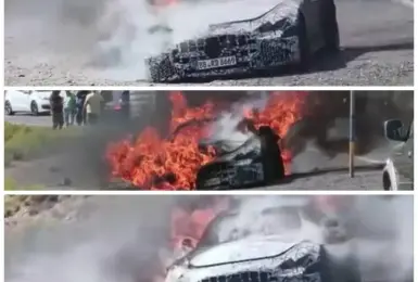 小改款《Mercedes-AMG GT》測試車失火 目擊者：大電池起火 消防隊無法馬上控制火勢