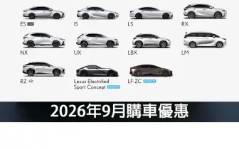2026年9月購車優惠｜舊車換《Lexus》最高5萬購車金！NX、RX與LBX祭出低頭款智選方案