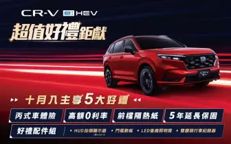 2026年10月購車優惠｜《Honda CR-V》油電車享5大好禮 配備大升級