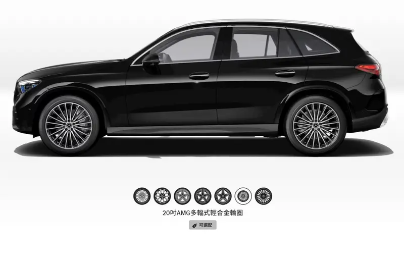 ▲升級 20 吋 AMG 多輻式輕合金輪圈(代碼 RVO),搭配前 255/45 R20、後 285/40 R20 前後配胎設定,強化車側運動張力之餘,更提供扎實穩健的循跡抓地表現。